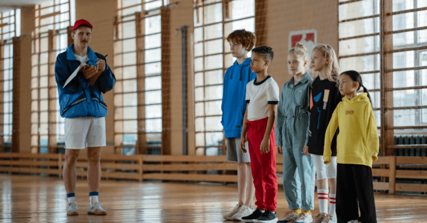 Privat School Students During Sport Classes