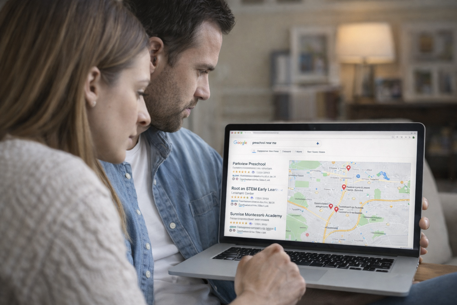 Parents searching for private schools on google Maps